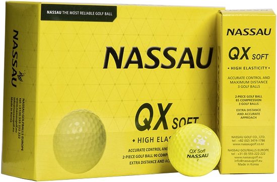 Nassau QX Soft - unbedruckte Golfbälle - Gelb