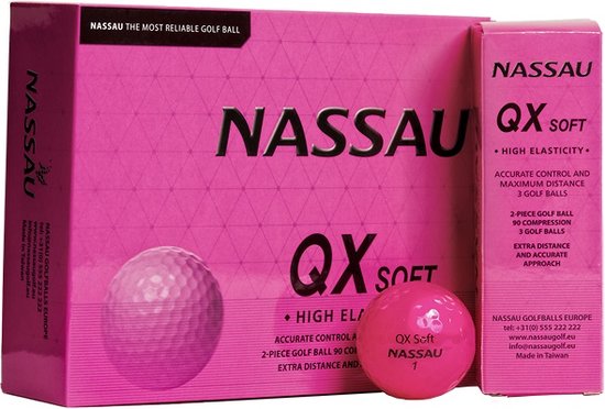 Nassau QX Soft - unbedruckte Golfbälle - Pink